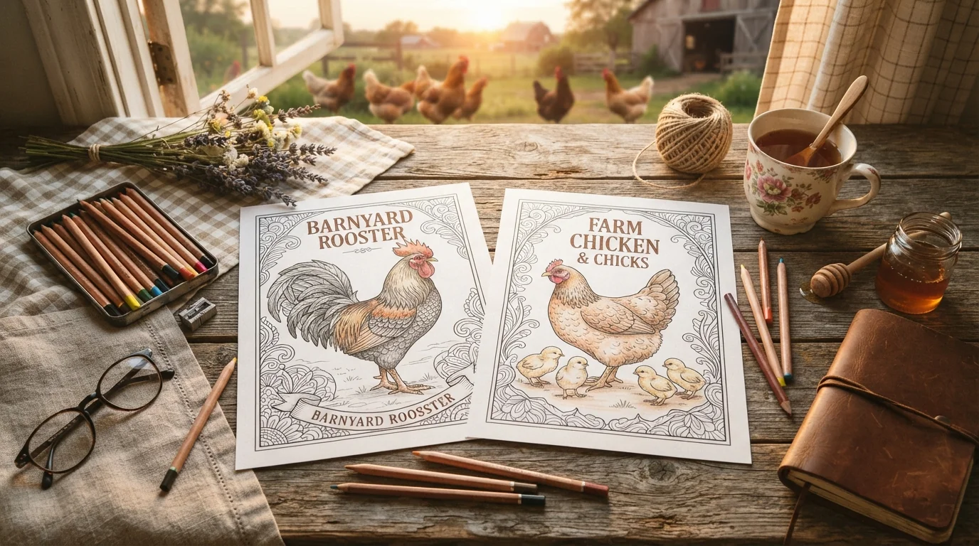 Feuilles de coloriage de poulet imprimables : des contours faciles pour des poules détaillées