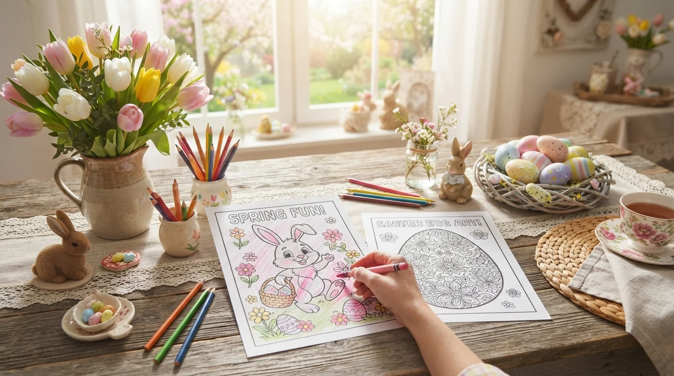 Feuilles de lapin de Pâques imprimables : des contours des tout-petits aux œufs détaillés