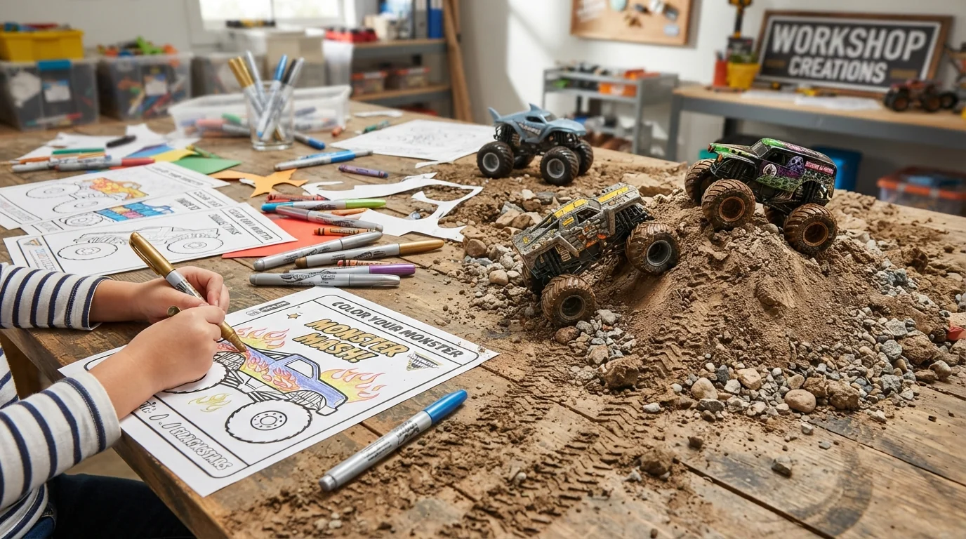 Feuilles de Monster Truck imprimables pour les enfants d'âge préscolaire et plus âgés