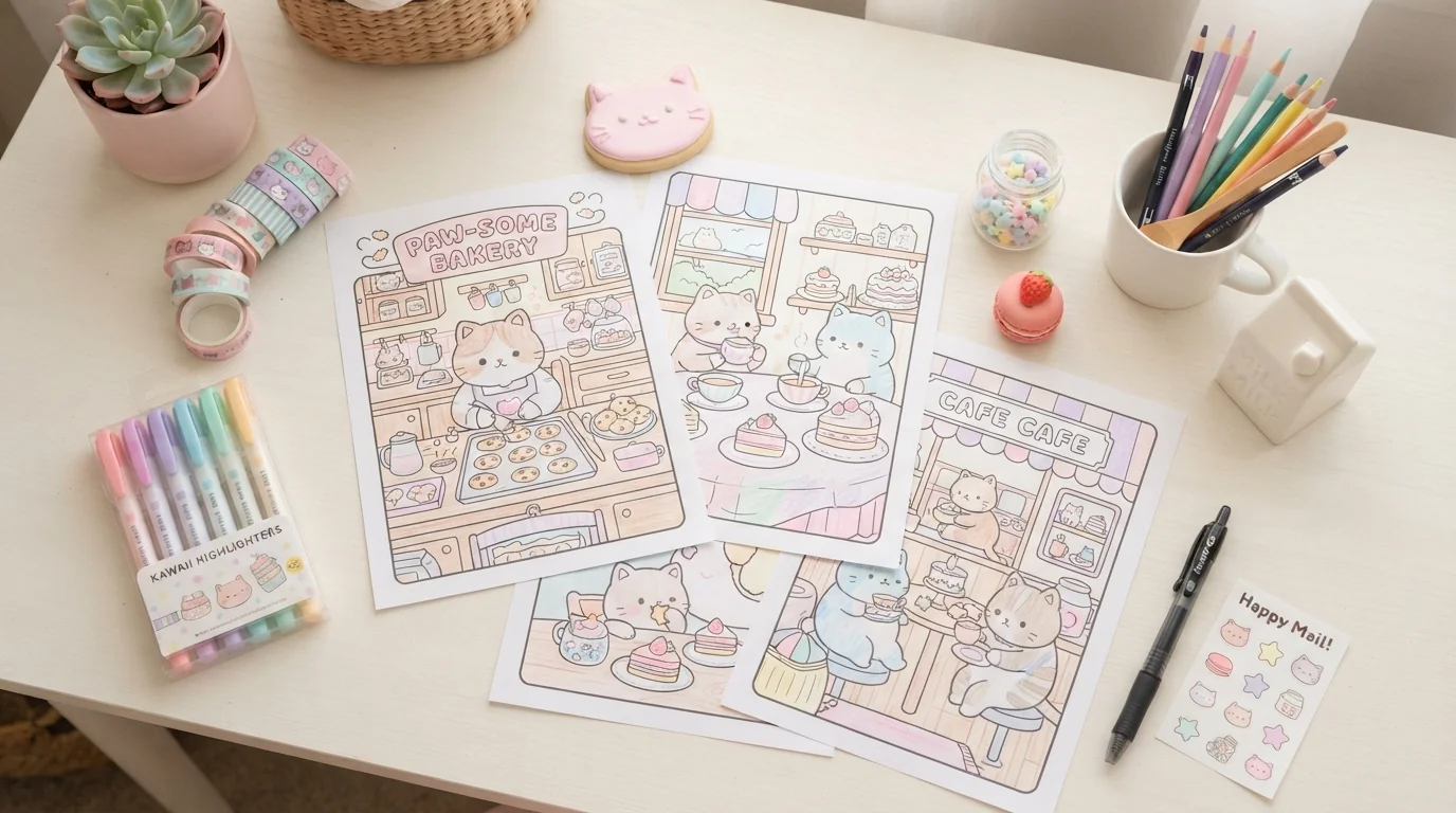 Feuilles Pusheen imprimables : des contours simples aux scènes détaillées